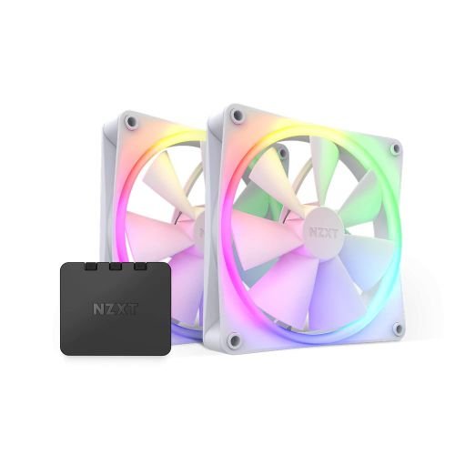 NZXT BUNDLE 2x F140RGB White Fans & 1x Black RGB Lighting Controller (RF-R14DF-W1)
