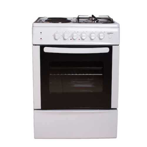 Κουζίνα Crown CR-6060V 66lt Α με Εστίες Υγραερίου & Ρεύματος Π60εκ. Λευκή