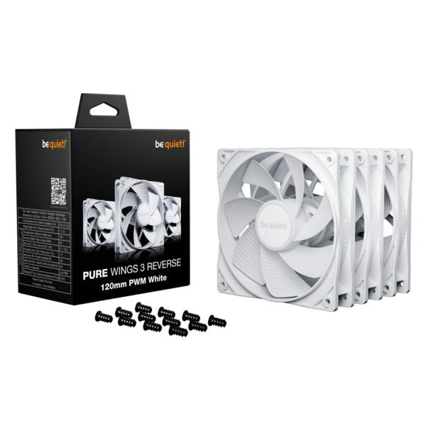 be quiet! Pure Wings 3 120mm PWM Reverse White 3-Pack (BL136)