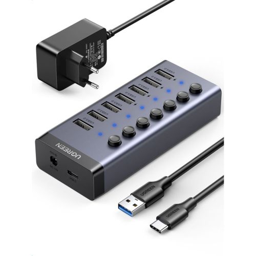 UGREEN USB-C to 7-Port USB-A 3.0 Hub DC 12V EU (90307)