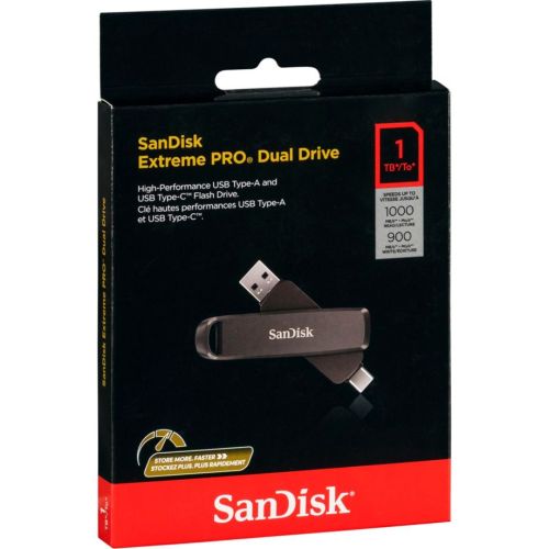 SanDisk Extreme Pro Dual Dri 1TB USB A+C  Flash   SDDDE1-1T00-G46 (SDDDE1-1T00-G46)