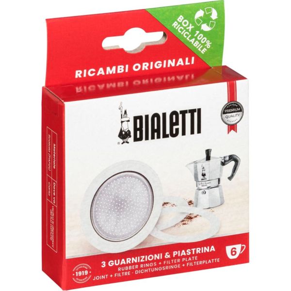 Bialetti Ricambi 3 Ersatz- dichtungen +1 Filter 6 Tassen (0800034)