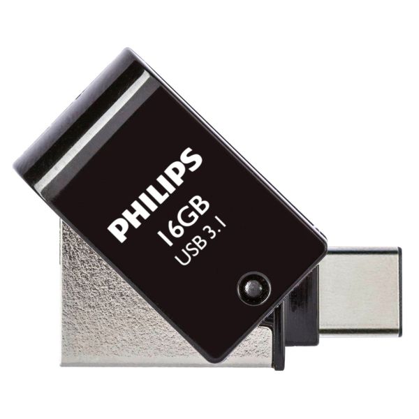 Philips 2 in 1 Black        16GB OTG USB C + USB 3.1 (PHUSB16G2IN1OTGGU3C)