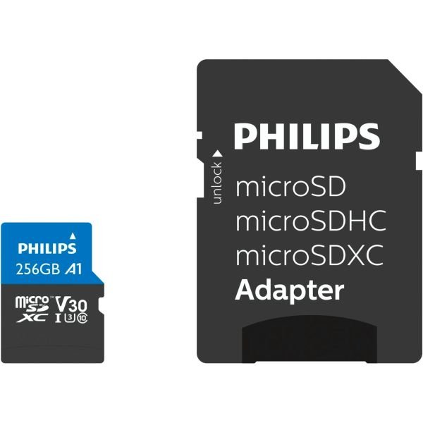 Philips MicroSDXC Card     256GB Class 10 UHS-I U3 incl. Adapter (FM25MP65B/00)