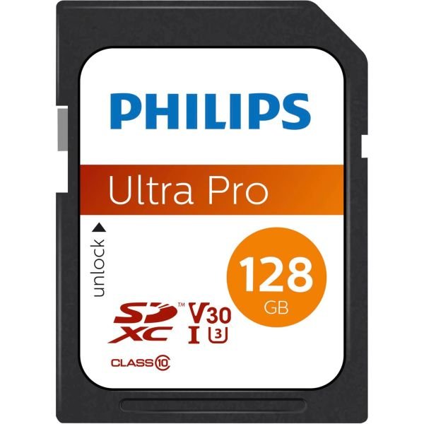 Philips SDXC Card          128GB Class 10 UHS-I U3 V30 A1 (FM12SD65B/00)