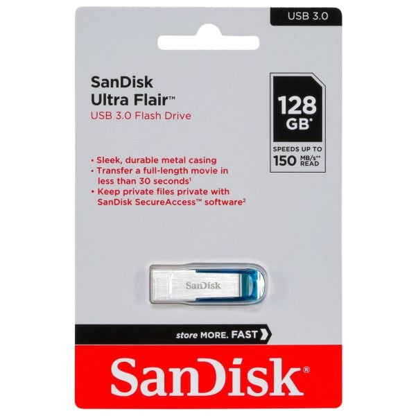 SanDisk Cruzer Ultra Flair 128GB USB 3.0 Blue    SDCZ73-128G-G46B (SDCZ73-128G-G46B)
