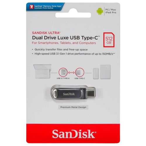 SanDisk Ultra Dual Drive Luxe 512GB USB Type-C SDDDC4-512G-G46 (SDDDC4-512G-G46)