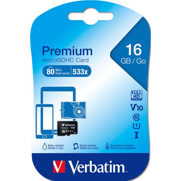 Verbatim microSDHC          16GB Class 10 UHS-I (44010)