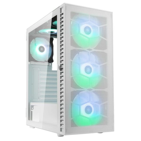 Kolink Observatory HF Mesh ARGB Midi Tower Case - White (with 6 ARGB fans - 3x140mm & 3x120mm ) (PGW-CH-KOL-112) Kolink Observatory HF Mesh ARGB Midi Tower Case - White (with 6 ARGB fans - 3x140mm & 3x120mm ) (PGW-CH-KOL-112)