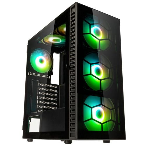 Kolink Observatory HF Plus Glass ARGB PWM Midi Tower Case Black with 6 ARGB PWM Fans (5x140mm 1x120) (PGW-CH-KOL-129)