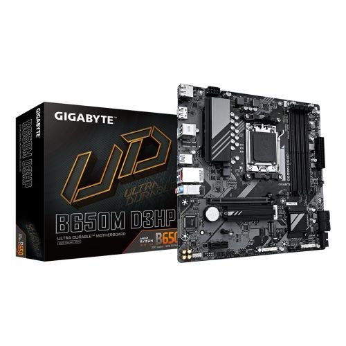 GIGABYTE B650M D3HP Motherboard - AMD Ryzen 9000 Series CPUs, 5+2+2 Phases VRM, up to 7600MHz DDR5 (OC), 2xPCIe 4.0 M.2, 2.5GbE LAN, USB 3.2 Gen 1 (B650M D3HP)
