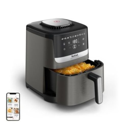 Tefal Easy Fry Silence EY551HE0 fryer Single 5 L Stand-alone Hot air fryer Black, Grey, Stainless steel (EY551HE0)
