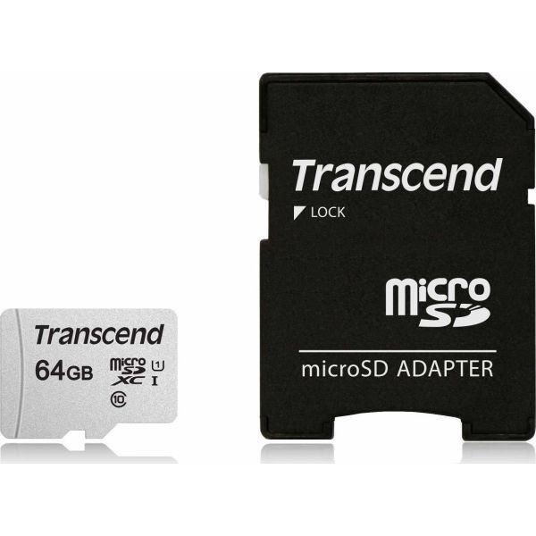 Transcend 300S 64 GB microSDXC silver, Class 10, UHS-I (U1) (TS64GUSD300S-A) Transcend 300S 64 GB microSDXC silver, Class 10, UHS-I (U1) (TS64GUSD300S-A)