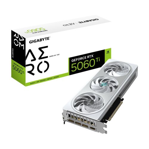 GIGABYTE GeForce RTX 5060 Ti AERO OC 16G Graphics Card - 16GB GDDR7, 128bit, PCI-E 5.0, 2647MHz Core Clock, 3 x DisplayPort, 1 x HDMI, GV-N506TAERO OC-16GD (GV-N506TAERO OC-16GD)