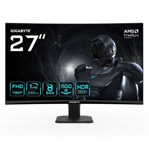 GIGABYTE GS27FC2 27" FHD Curved Gaming Monitor - 1920 x 1080, 240Hz, 1, 350 cd/m², HDR Ready, HDMI 2.0, Displayport 1.4 (GS27FC2 EU)