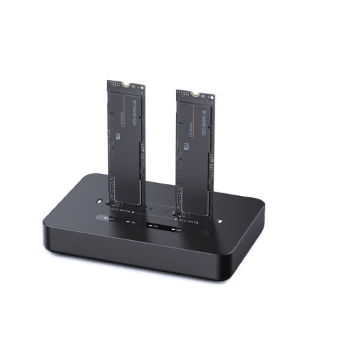 Gembird DD2-U3M2 Desktop dual drive USB Type-C M.2 NVME (and SATA) SSD docking station, black (DD2-U3M2)