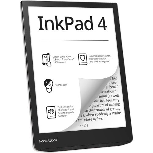 PocketBook InkPad 4 e-book reader Touchscreen 32 GB Wi-Fi Black, Silver (PB743G-U-WW)