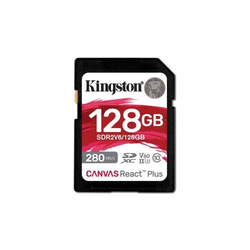 Kingston Technology 128GB Canvas React Plus SDXC UHS-II 280R/100W U3 V60 for Full HD/4K (SDR2V6/128GB)