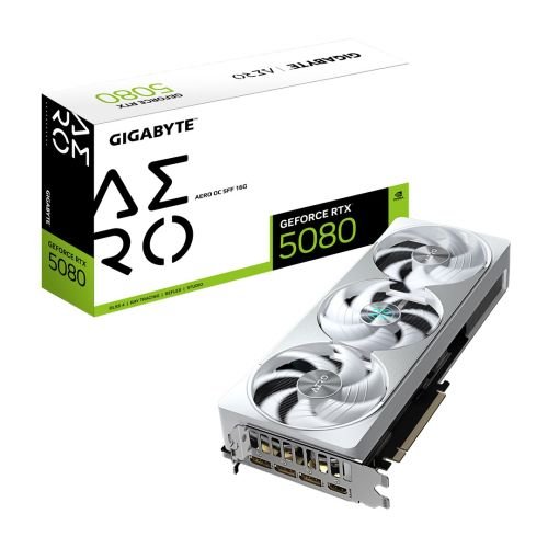 GIGABYTE GeForce RTX 5080 AERO OC SFF 16G Graphics Card - 16GB GDDR7, 256bit, PCI-E 5.0, 2730MHz Core Clock, 3 x DisplayPort, 1 x HDMI, GV-N5080AERO OC-16GD (GV-N5080AERO OC-16GD)