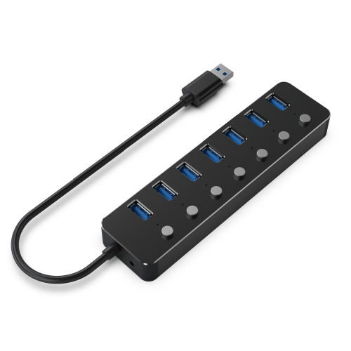 Gembird UHB-U3P7P-01  7-port USB 3.1 (Gen 1) hub with switches, black (UHB-U3P7P-01)