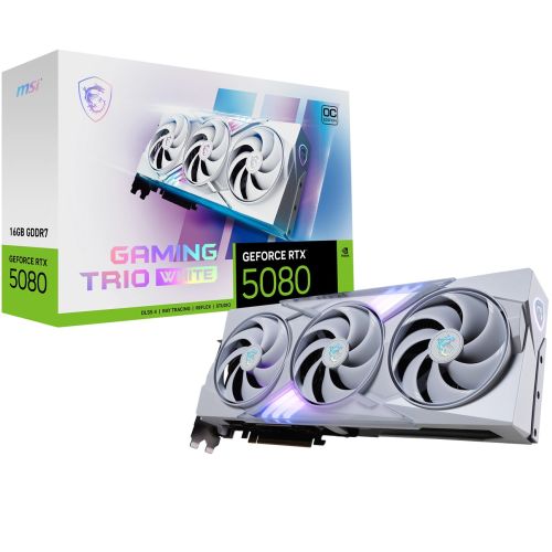 MSI GAMING GEFORCE RTX 5080 16G TRIO OC WHITE graphics card NVIDIA 16 GB GDDR7 (RTX 5080 16G GAMING TRIO OC WHI)