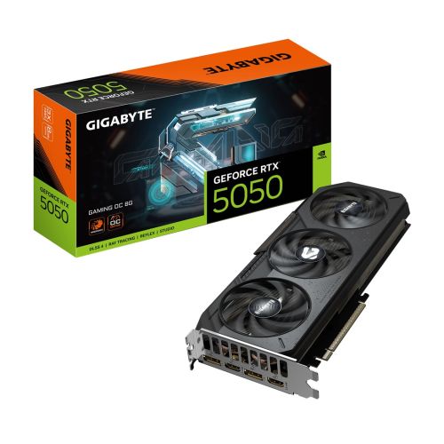 GIGABYTE GeForce RTX 5050 GAMING OC 8G Graphics Card - 8GB GDDR6, 128bit, PCI-E 5.0, 2632MHz Core Clock, 2 x DP, 2 x HDMI, NVIDIA DLSS 4, GV-N5050GAMING OC-8GD (GV-N5050GAMING OC-8GD)