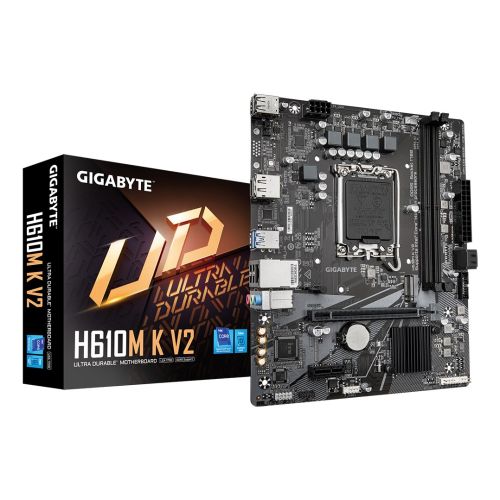 GIGABYTE H610M K V2 Motherboard - Intel Core 14th CPUs, up to 5600MHz DDR5, 1xPCIe 3.0 M.2, 1GbE LAN, USB 3.2 Gen 1 (H610M K V2)