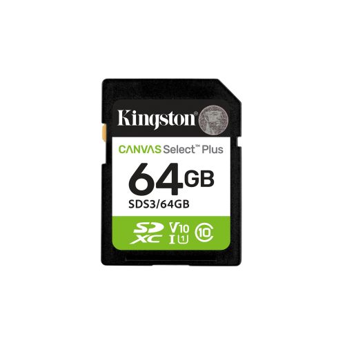 Kingston Technology 64GB SDXC Canvas Select Plus Gen3 100MB/s C10 UHS-I U1 V10 (SDS3/64GB)