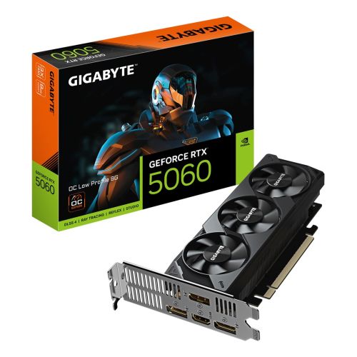 GIGABYTE GeForce RTX 5060 OC Low Profile 8G Graphics Card - 8GB GDDR7, 128bit, PCI-E 5.0, 2512 MHz Core Clock, 3 x DisplayPort, 1 x HDMI, GV-N5060OC-8GL (GV-N5060OC-8GL)