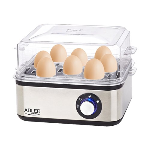 Adler AD 4486 egg cooker 8 egg(s) 800 W Black,Satin steel,Transparent (AD 4486)