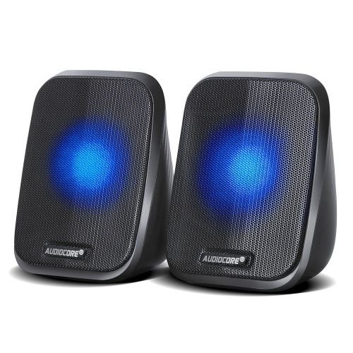 Audiocore AC835 2.0 Stereo Speakers With LED Backlighting For PC Laptop Smartphone (AC835)