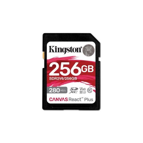 Kingston Technology 256GB Canvas React Plus SDXC UHS-II 280R/150W U3 V60 for Full HD/4K (SDR2V6/256GB)