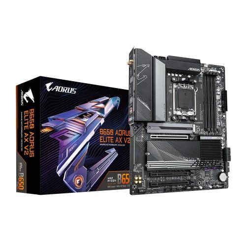 Gigabyte B650 AORUS ELITE AX V2 - Supports AMD AM5 CPUs, 12+2+2 Phases Digital VRM, up to 8000MHz DDR5 (OC), 1xPCIe 5.0 + 2xPCIe 4.0 M.2, Wi-Fi 6E, 2.5GbE LAN, USB 3.2 Gen 2 (B650 AORUS ELITE AX V2)