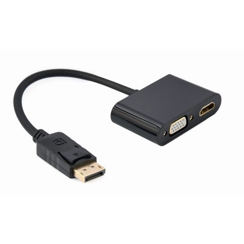 Gembird A-DPM-HDMIFVGAF-01 DisplayPort male to HDMI female + VGA female adapter cable, black (A-DPM-HDMIFVGAF-01)