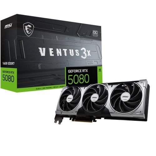 MSI VENTUS GeForce RTX5080 16G 3X OC NVIDIA GeForce RTX 5080 16 GB GDDR7 (RTX 5080 16G VENTUS 3X OC)