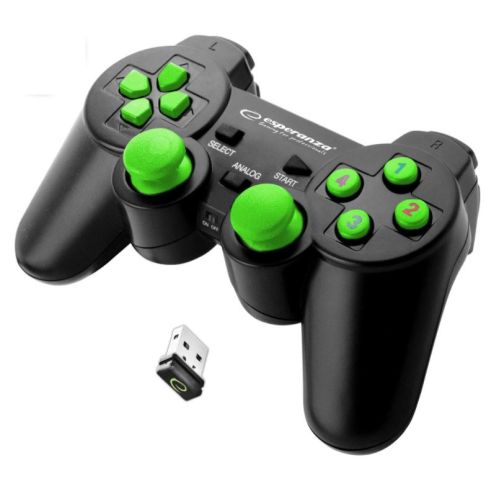 Esperanza EGG108G Gaming Controller Gamepad PC,Playstation 3 Analogue / Digital USB 2.0 Black,Green (EGG108G)