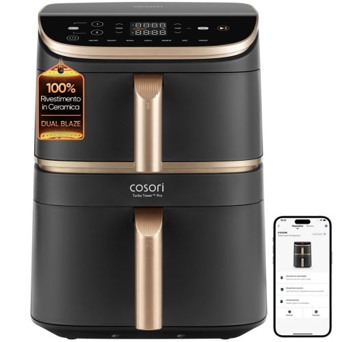 Cosori Turbo Tower Pro Smart Single 10.8 L Stand-alone 2630 W Hot air fryer Black, Gold (CAF-DC123S-DEUR)
