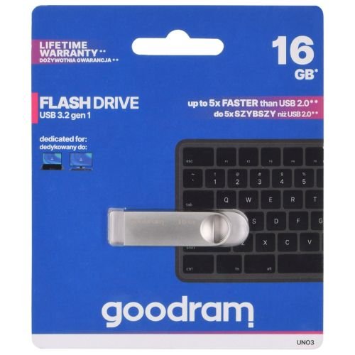 GOODRAM FLASHDRIVE 16GB UNO3 SILVER USB 3.2 Gen 1 (UNO3-0160S0R11)