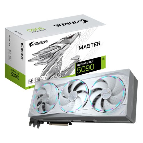 GIGABYTE AORUS GeForce RTX 5090 MASTER ICE 32G Graphics Card - 32GB GDDR7, 512bit, PCI-E 5.0, 2655MHz Core Clock, 3 x DP 2.1a, 1 x HDMI 2.1b, NVIDIA DLSS 4, GV-N5090AORUSM ICE-32GD (GV-N5090AORUSM ICE-32GD)