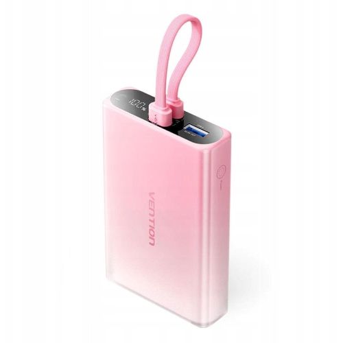Vention 10000mAh power bank with LED display, USB-C + Lightning + USB-A, 22.5W (pink) (FHZP0)
