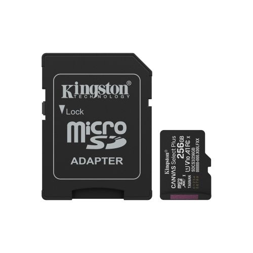 Kingston Technology 256GB microSDXC Canvas Select Plus Gen3 150MB/s A1 Card + Adapter (SDCS3/256GB)
