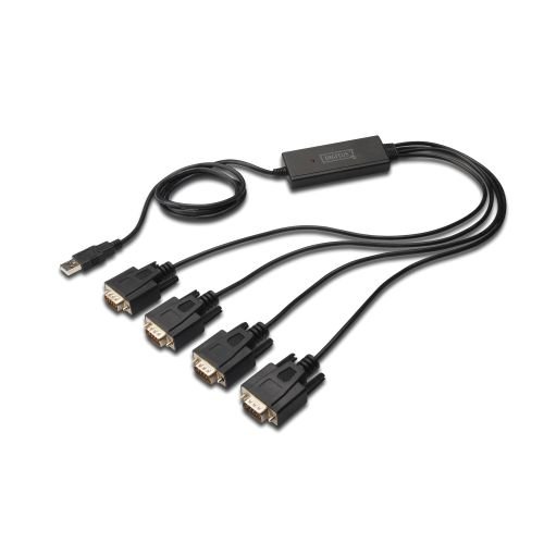 Digitus USB 2.0 - 4x RS-232 serial cable Black 1.5 m (DA-70159)