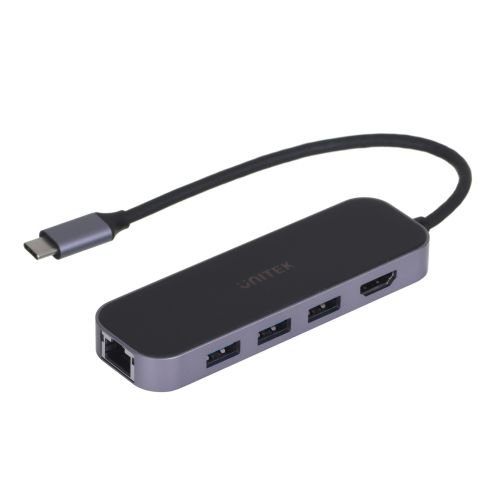 UNITEK HUB USB-C 3.1,RJ-45,3XUSB-A,HDMI,4K,PD100W (D1084A)