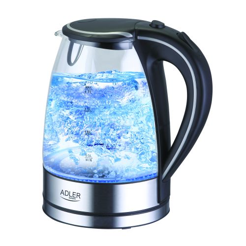 Adler AD 1225 electric kettle 1.7 L Black,Stainless steel,Transparent 2200 W (AD 1225)