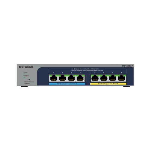 NETGEAR 8-port Ultra60 PoE++ Multi-Gigabit (2.5G) Ethernet Plus Switch Managed L2/L3 2.5G Ethernet (100/1000/2500) Power over Ethernet (PoE) Grey (MS108EUP-100EUS)