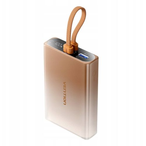 Vention 10000mAh power bank with LED display, USB-C + Lightning + USB-A, 22.5W (copper) (FHZJ0)