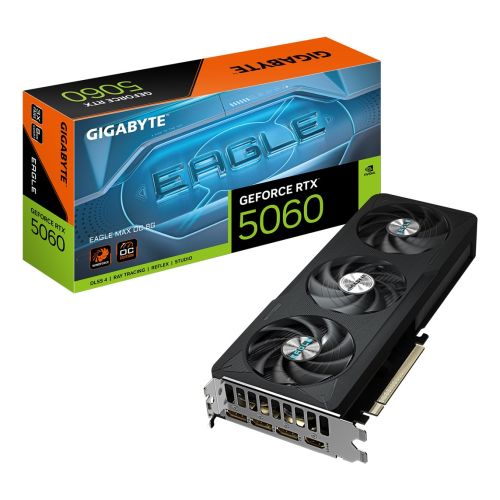 GIGABYTE GeForce RTX 5060 EAGLE MAX OC 8G Graphics Card - 8GB GDDR7, 128bit, PCI-E 5.0, 2550 MHz Core Clock, 3 x DisplayPort, 1 x HDMI, NVIDIA DLSS 4, GV-N5060EAGLEMAX OC-8GD 1.0 (GV-N5060EAGLEMAX OC-8GD)