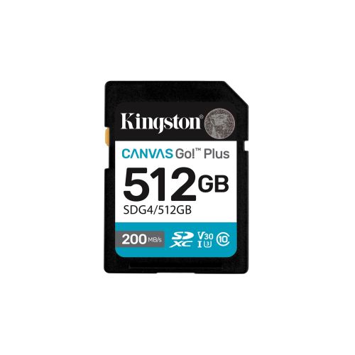 Kingston Technology Canvas Go! Plus 512GB SDXC Canvas Go Plus Gen4 200MB/s C10 UHS-I U3 V30 (SDG4/512GB)