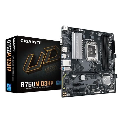 GIGABYTE B760M D3HP Motherboard - Intel Core 14th Gen CPUs, 4+1+1 Phases VRM, up to 5600MHz DDR5, 2xPCIe 4.0 M.2, GbE LAN, USB 3.2 Gen 1 (B760M D3HP)