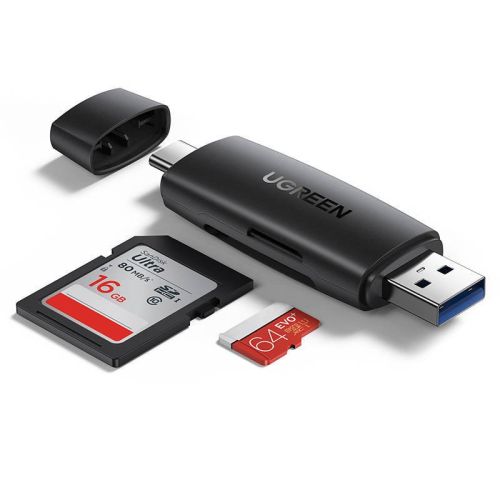 Ugreen SD/micro SD card reader adapter (USB-A/USB-C) black (CM304) (136175)